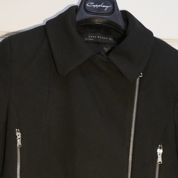 Zara Woman Between-Seasons-Coat A-Line Loose Fit Classic Coats Medium Black - Picture 5 of 7